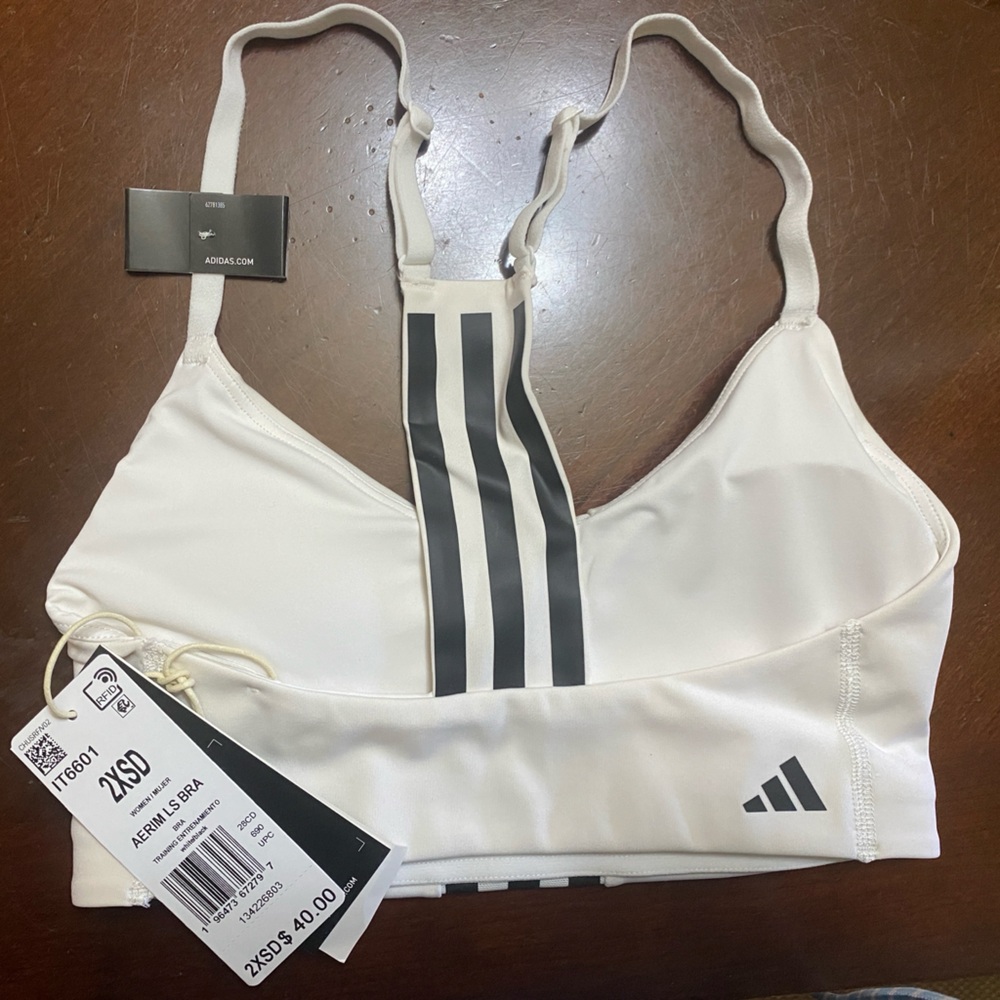 Adidas Women's White and Black Sports Bra